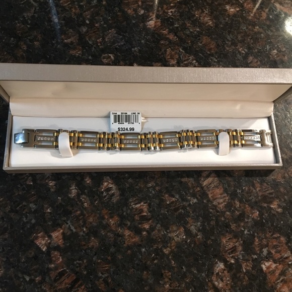 Other - Men’s SS two tone CZ bracelet- NWT!